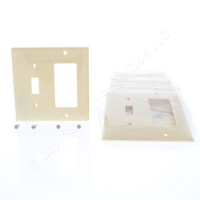 10 Mulberry Ivory Standard 2-Gang Toggle Decorator Wallplate Thermoplastic 92432