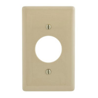 Hubbell Ivory UNBREAKABLE 1.40" Dia. Receptacle Wallplate Mid-Size Outlet Cover 1-Gang Single Outlet Cover NPJ7IZ