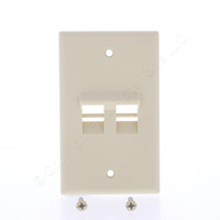 Leviton Ivory Quickport Angled Wallplate 2-Port Data Cover Plate 41081-2IP