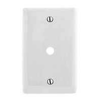 Hubbell White Cable Wallplate Mid-Size UNBREAKABLE Phone Cover .406" Hole Box Mount NPJ11WZ