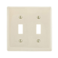 Hubbell Lt Almond 2-Gang UNBREAKABLE Mid-Size Toggle Switch Plate Cover Wallplate NPJ2LAZ