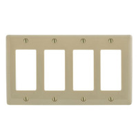 Hubbell Ivory 4-Gang UNBREAKABLE Decorator/Rocker Switch Cover Mid-Size GFCI Wallplate NPJ264IZ