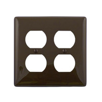 Hubbell Brown UNBREAKABLE 2-Gang Duplex Receptacle Outlet Mid-Size Wallplate Cover NPJ82Z