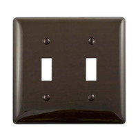Hubbell Brown 2-Gang UNBREAKABLE Mid-Size Toggle Switch Plate Cover Wallplate NPJ2Z