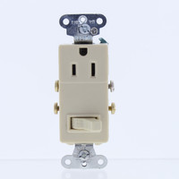 Slater Ivory Combo Decorator Toggle Switch 5-15 15A Outlet Receptacle Bulk 681-I