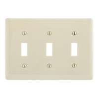 Hubbell Lt Almond 3-Gang UNBREAKABLE Mid-Size Toggle Switch Plate Cover Wallplate NPJ3LAZ