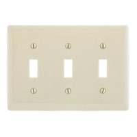 Hubbell Lt Almond 3-Gang UNBREAKABLE Mid-Size Toggle Switch Plate Cover Wallplate NPJ3LAZ