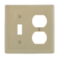 Hubbell Ivory Mid-Size UNBREAKABLE Combination Toggle Switch Duplex Outlet Receptacle Wallplate Nylon NPJ18IZ