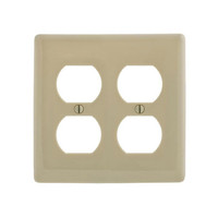 Hubbell Ivory UNBREAKABLE 2-Gang Duplex Receptacle Outlet Mid-Size Wallplate Cover NPJ82IZ