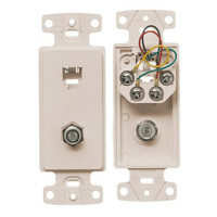 Hubbell Light Almond F-Type Coax Telephone Wall Jack Decorator Insert NS783LAZ