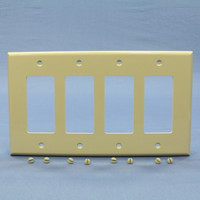 Leviton Ivory 4-Gang Decora Unbreakable MIDWAY Large Wallplate GFI GFCI Cover PJ264-I