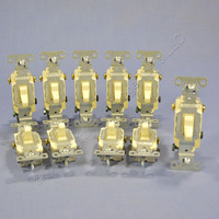 10 Cooper Electric Ivory COMMERCIAL Toggle Wall Light Switches 3-WAY 20A CS320V