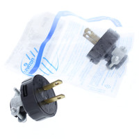 2 Leviton Black Straight Blade Round Vinyl Heavy Duty Male Plugs Cord Clamp 48646