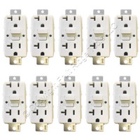 10 Hubbell White Commercial Weather Resistant GFCI Outlets NO EARS 20A GFWRST20W