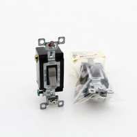 2 Hubbell Gray COMMERCIAL Toggle Wall Light Switches 3-Way 15A 120/277V CS1203GY