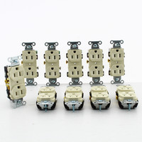 10 Hubbell Lt Almond Finder Groove Duplex Receptacle Outlets 5-15R 15A CRF15LA