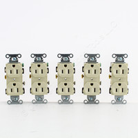 5 Hubbell Lt Almond Finder Groove Duplex Receptacle Outlets 5-15R 15A CRF15LA