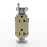 Hubbell Ivory 20A Decorator Receptacle 5-20R w/ 8" Solid Leads DR20IP1