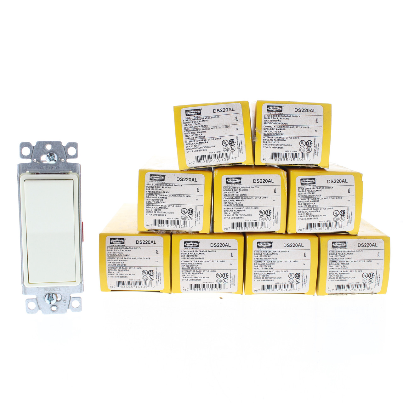 🏠 10 Hubbell Double Pole Almond Decorator Rocker Switches 20A Spec