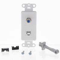 Leviton White Decora Quickport CATV Cable & Phone Jack F-Type Plate  41658-W