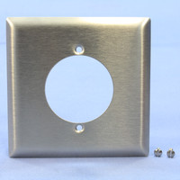 Pass & Seymour NON-MAGNETIC Type 302/304 Stainless Steel Receptacle 2-Gang Wallplate Outlet Cover 2.1563" Opening SS702