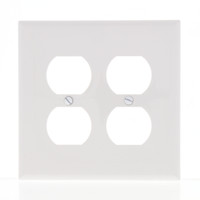 Eaton White Mid-Size 2-Gang UNBREAKABLE Receptacle Wallplate Outlet Cover PJ82W