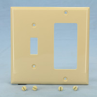 Cooper Ivory Thermoplastic 2-Gang Combination Toggle Switch Decorator GFCI GFI Cover Nylon Wallplate 5153V