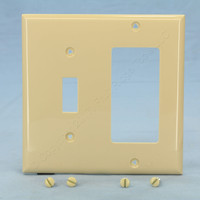 Cooper Ivory Thermoplastic 2-Gang Combination Toggle Switch Decorator GFCI GFI Cover Nylon Wallplate 5153V