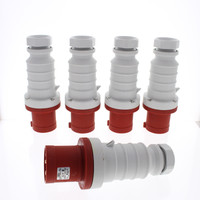 5 New Hubbell Red Pin & Sleeve Male Plugs Splashproof IP44 3�Y 60A 200-415V 4P5W IEC 309 C560P6S