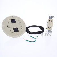 Hubbell Almond Flange & Hinged Cover for Floor Box 15A 125V Receptacle RF506AL
