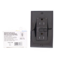Eaton Black Tamper Resistant GFCI Self-Test Outlet Duplex Receptacle 15A NEMA 5-15R TRSGF15BK