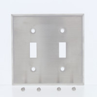 Eaton NON-MAGNETIC Stainless Steel 2-Gang Toggle Switch Cover Wallplate 93072