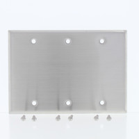 New Eaton 3-Gang NON-MAGNETIC Stainless Steel BLANK Cover Flush Wallplate 93153