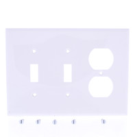 Eaton White UNBREAKABLE 3-Gang Mid-Size Receptacle Switch Wallplate PJ28W