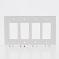 Eaton White 4-Gang Decorator UNBREAKABLE Mid-Size Wallplate Rocker Switch Cover PJ264W