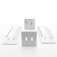 20 Eaton White 2-Gang Mid-Size UNBREAKABLE Toggle Switch Cover Wallplates PJ2W