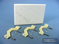 Leviton White 3-Gang Blank Cover Wall Plate Strap Mount 88035