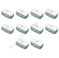 10 Miniature Leviton White Feed-Through Lamp Cord Switches 3A/6A 125V 423-3KW