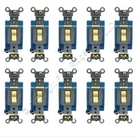 10 Leviton Ivory INDUSTRIAL Toggle Wall Light Switch Single Pole 15A Bulk