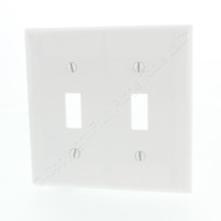Eaton White 2-Gang Standard Toggle Switch Cover Wall Plate Switchplate 2139W