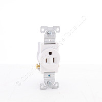 Eaton White COMMERCIAL Single Outlet Straight Blade Receptacle 5-15R 15A 817W