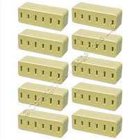 10 Leviton RESIDENTIAL Ivory Triple Tap Outlet Adapters NEMA 1-15 15A 125V Bulk 63-I