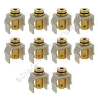 10 Leviton Almond Quickport Stereo Speaker Banana Jacks Black Stripe 40833