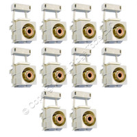 10 Leviton Quickport Ivory RCA Stereo Audio Gold Jacks Orange Stripe 40735-ROI