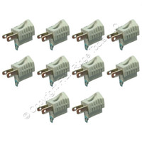 10 Cooper Gray Polarized 3-Prong Plug Outlet Cord Adapters Grounding 15A 419GY