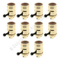 10 Turn Knob 3-Way Light Socket Polished Brass Lampholders Electrolier 1/8" IPS
