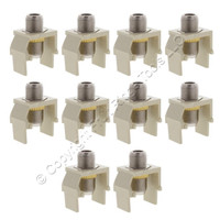 10 Leviton Ivory Quickport Nickel F-Type Coaxial Cable Connector Jacks 40731-BI
