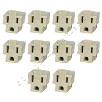 10 Leviton Gray 3-Prong Plug Outlet Adapters NEMA 5-15R 15A 125V Grounded 274