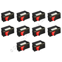 10 Leviton Black w/ Red Switch Snap-In Mini Rocker Panel Switches ON/OFF Micro