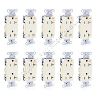 10PK Hubbell Almond ISOLATED GROUND COMMERCIAL Decorator Receptacle 20A IG20DRAL